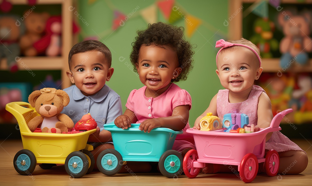 Imagem realista de crianças felizes