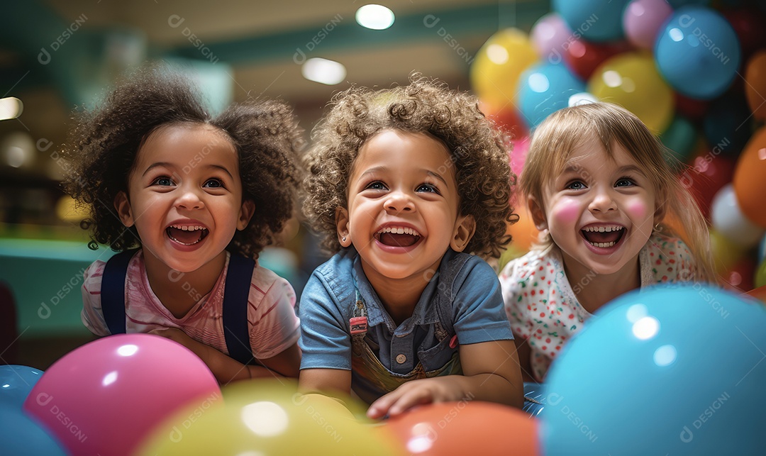 Imagem realista de crianças felizes