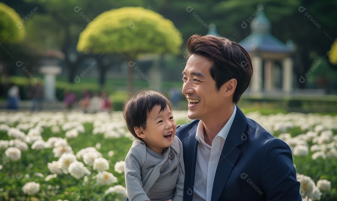 Imagem realista de Pai ao lado de seu filho