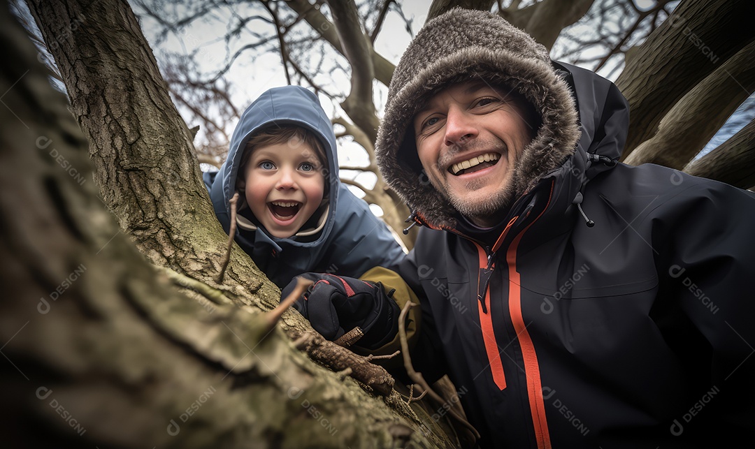 Imagem realista de Pai ao lado de seu filho