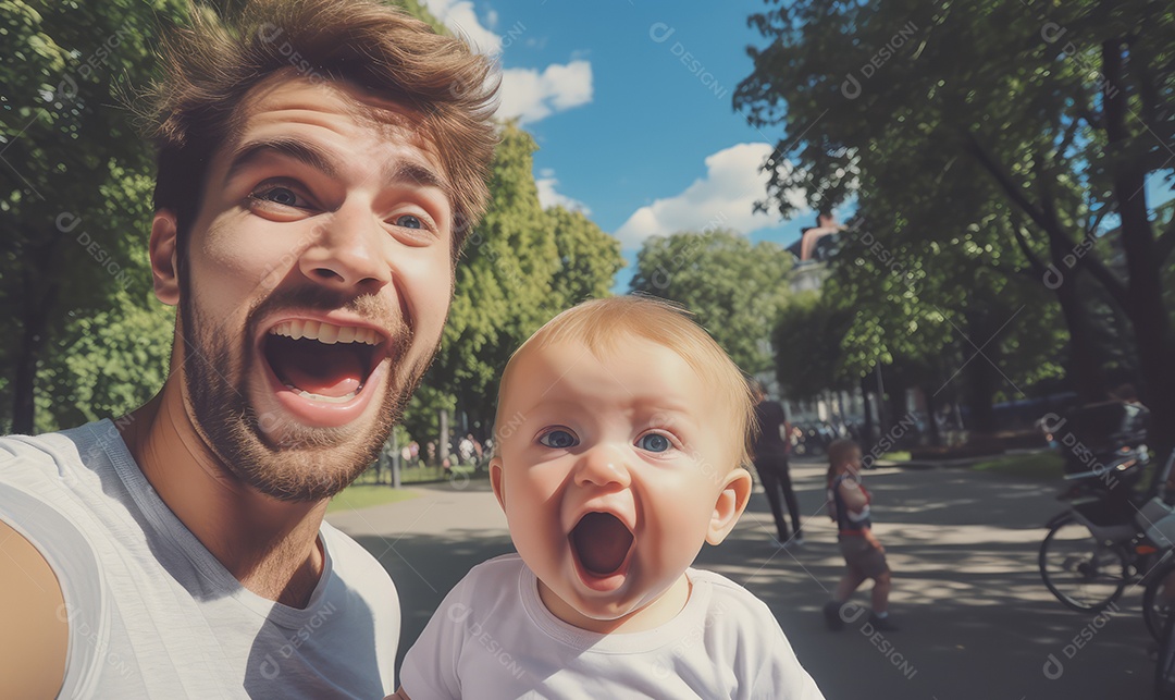 Imagem realista de Pai ao lado de seu filho