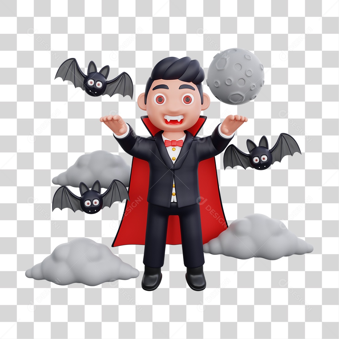 Elemento 3D Vampiros Dia das Bruxas PNG Transparente