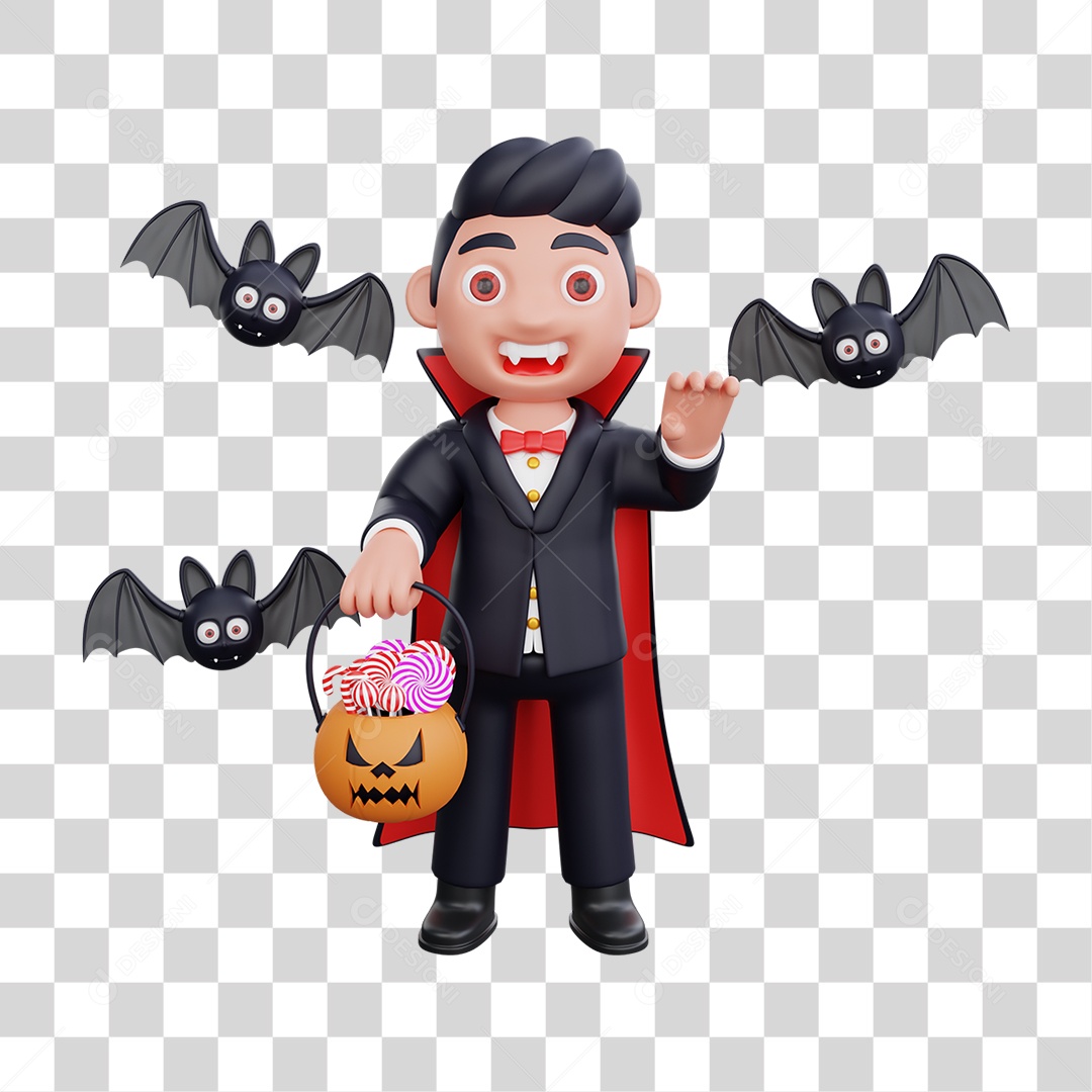 Elemento 3D Vampiros Dia das Bruxas PNG Transparente