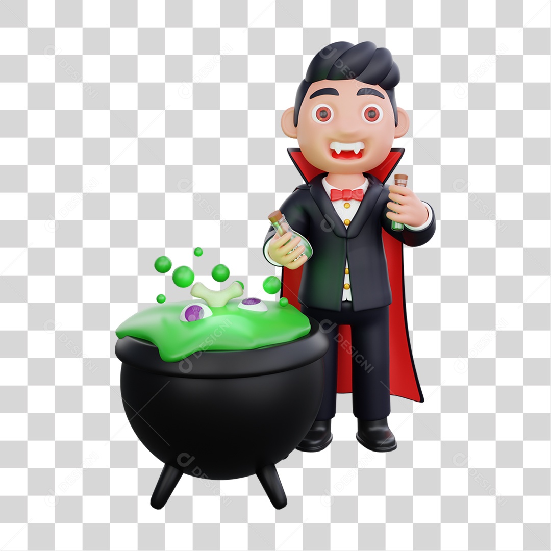 Elemento 3D Vampiros Dia das Bruxas PNG Transparente