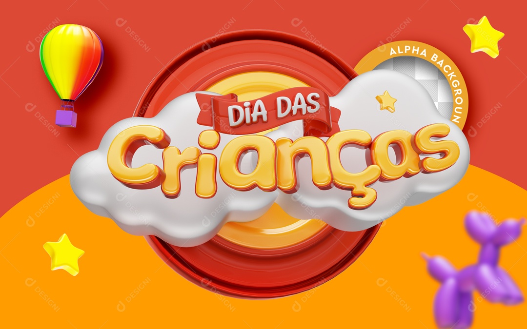 Selo 3D Dia Das Crianças Para Composição PSD