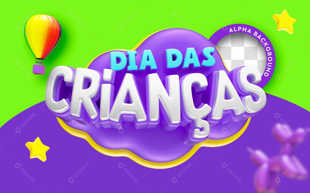 Dia Das Crianças Selo 3D Para Composição PSD