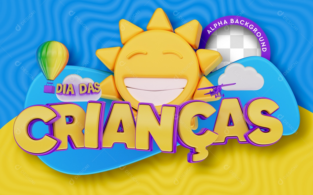 Dia Das Crianças Selo 3D Para Composição PSD