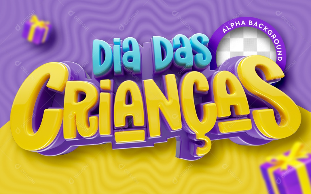 Selo 3D Dia Das Crianças Para Composição PSD