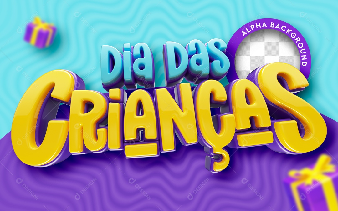 Dia Das Crianças Selo 3D Para Composição PSD