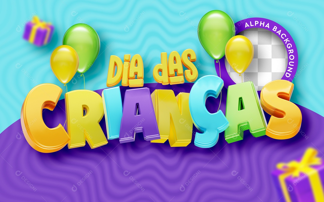 Selo 3D Dia Das Crianças Para Composição PSD