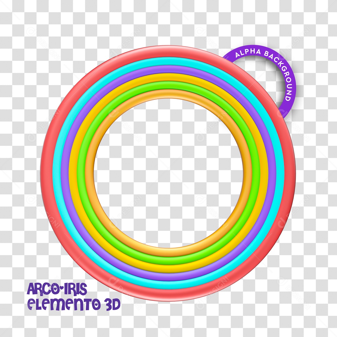 Elemento 3D Arco Íris Circular Para Composição PSD