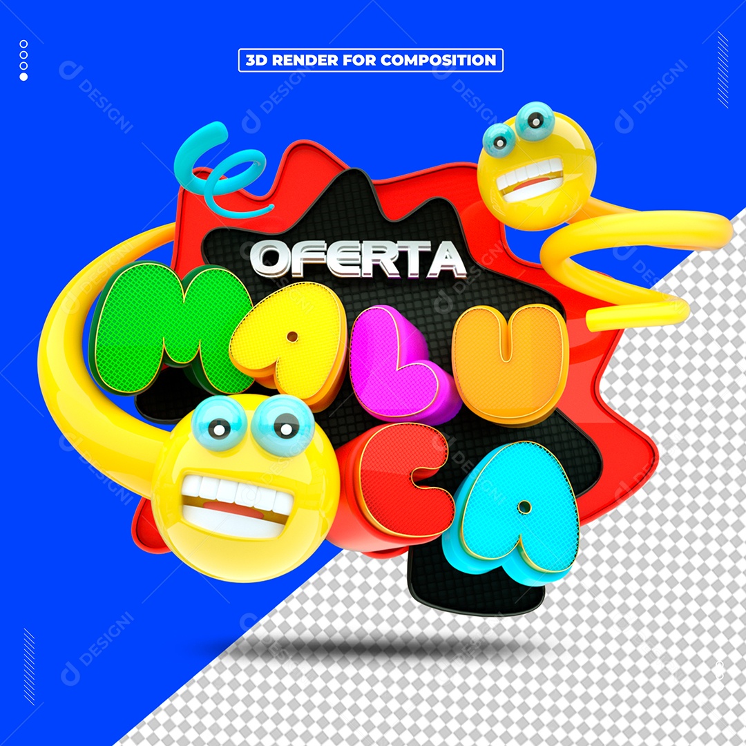 Oferta Maluca Selo 3D para Composição PSD