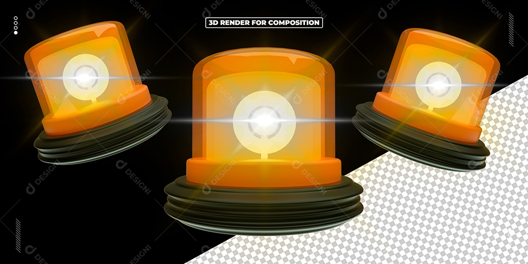 Sirene Preto Laranja Elemento 3D para Composição PSD