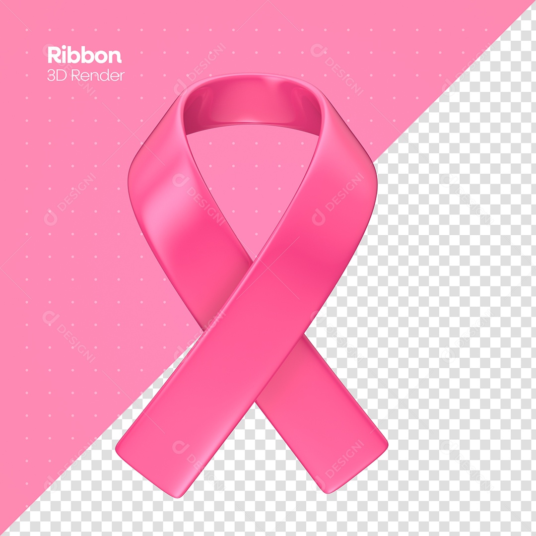 Fita Rosa Conceito Outubro Rosa Elemento 3D para Composição PSD