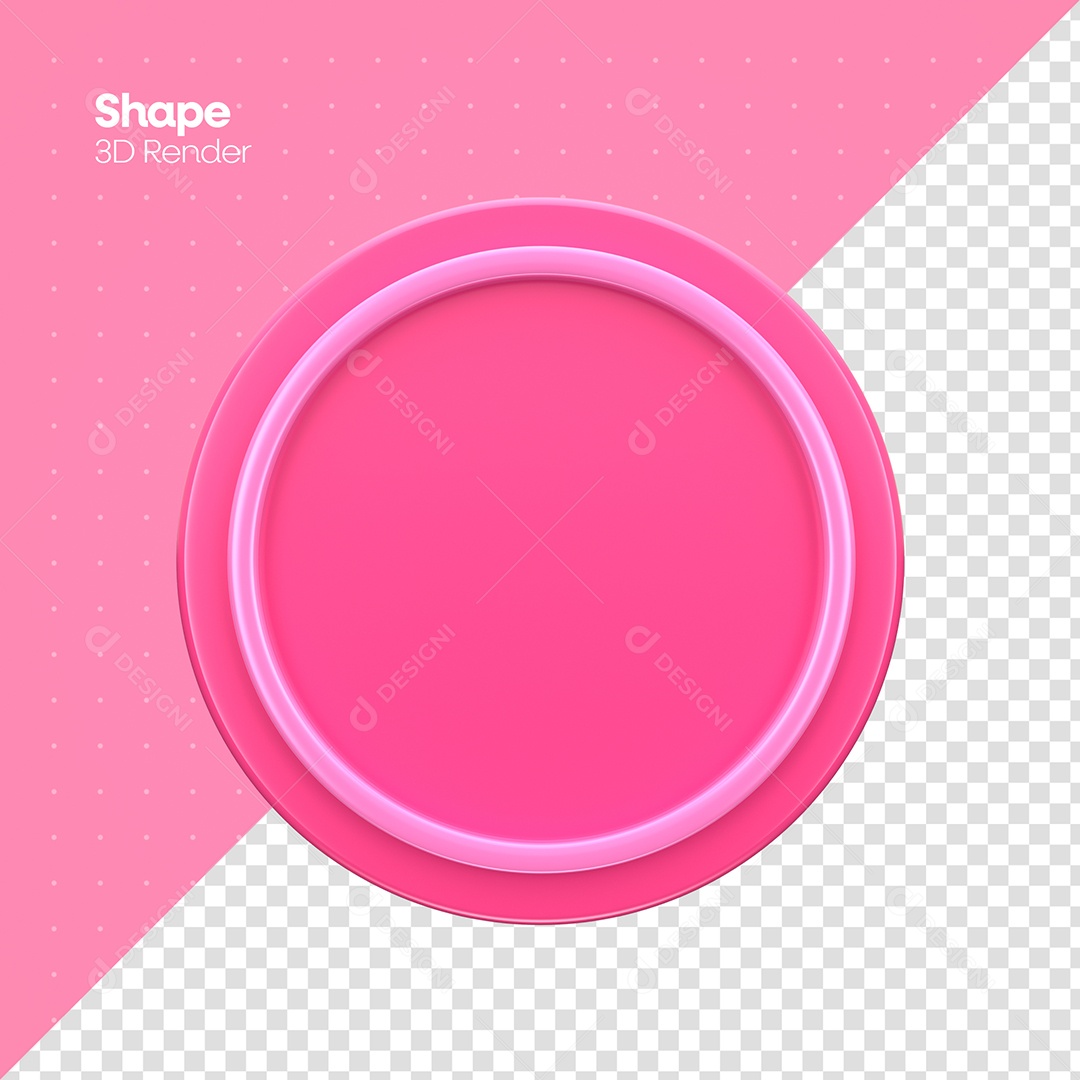 Circulo Conceito Outubro Rosa Elemento 3D Rosa com Branco para Composição PSD