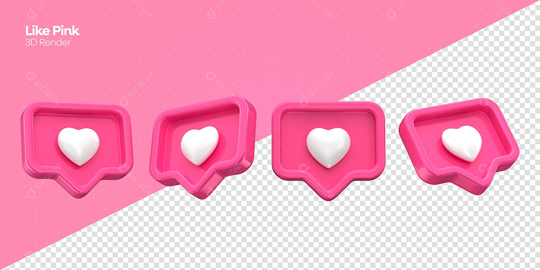 Emojis Conceito Outubro Rosa Elemento 3D Rosa com Branco para Composição PSD