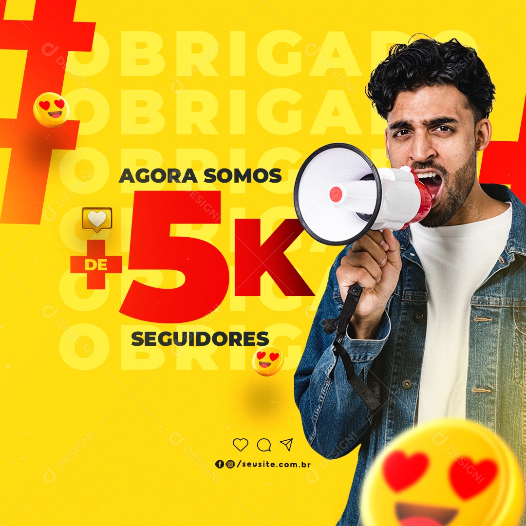Seguidores Agora Somos 5k Social Media PSD Editável