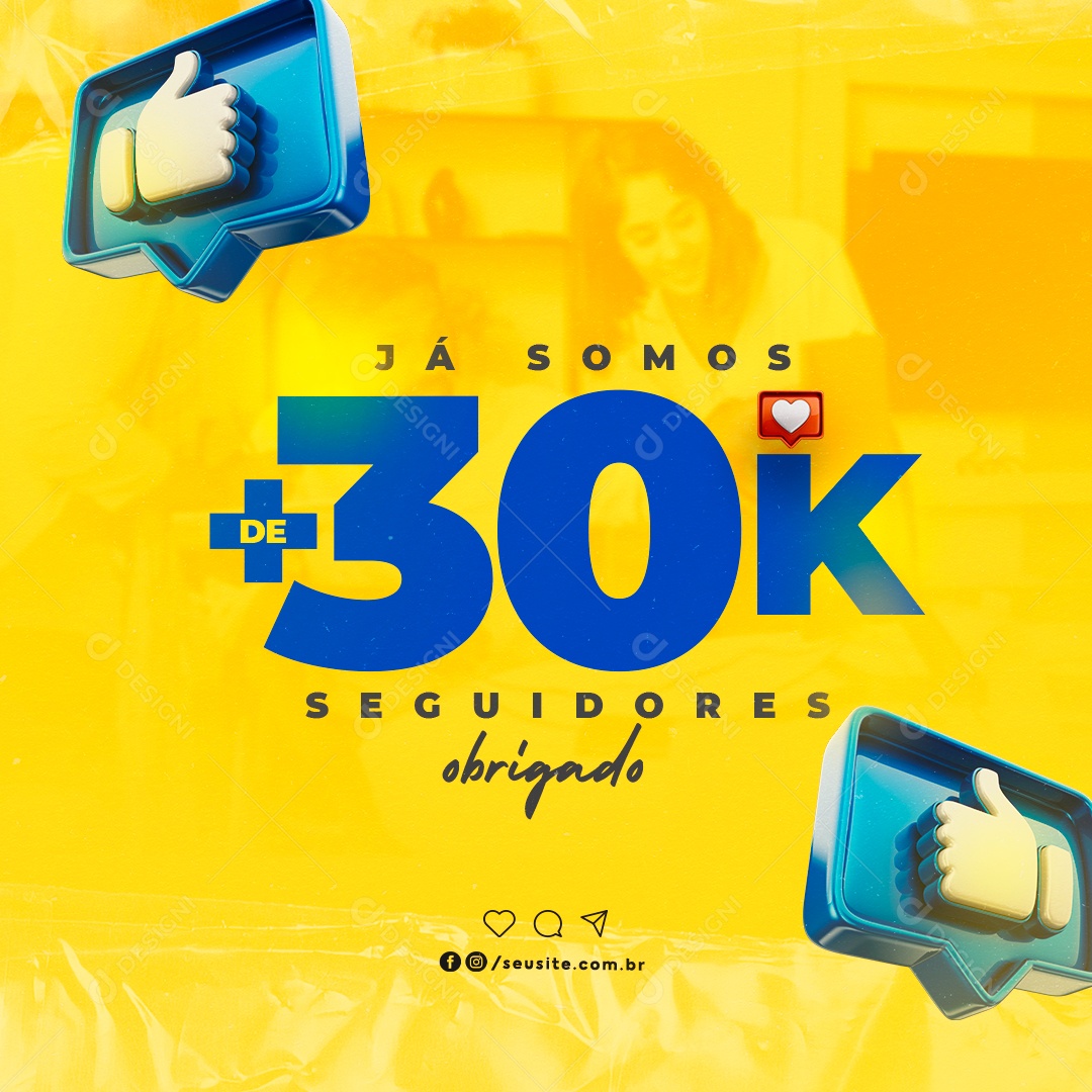 Seguidores Já Somos 30k de Seguidores Obrigado Social Media PSD Editável