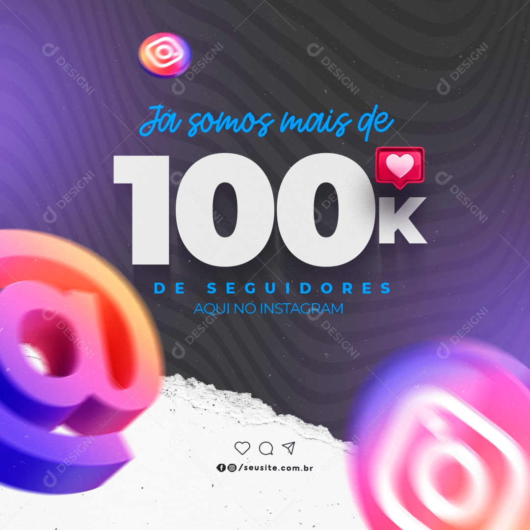 Social Media Seguidores Já Somos mais de 100k PSD Editável