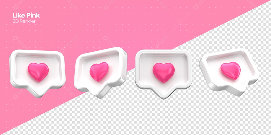 Emojis Conceito Outubro Rosa Elemento 3D Branco com Rosa para Composição PSD