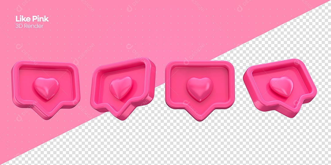 Emojis Conceito Outubro Rosa Elemento 3D Rosa com Branco para Composição PSD