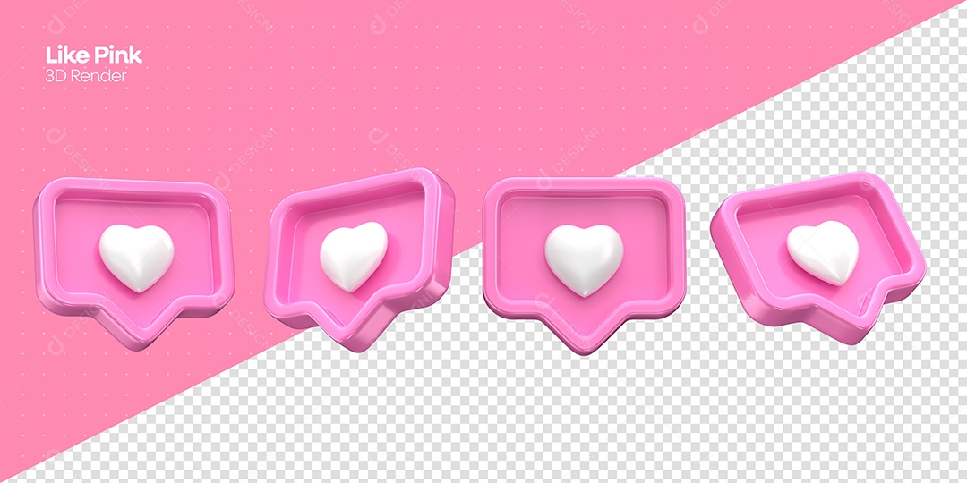 Emojis Conceito Outubro Rosa Elemento 3D Rosa com Branco para Composição PSD
