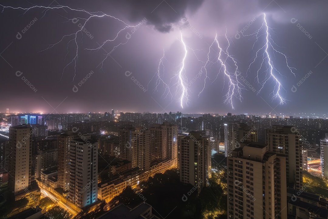 A noite tempestuosa ganha vida com um raio deslumbrante.