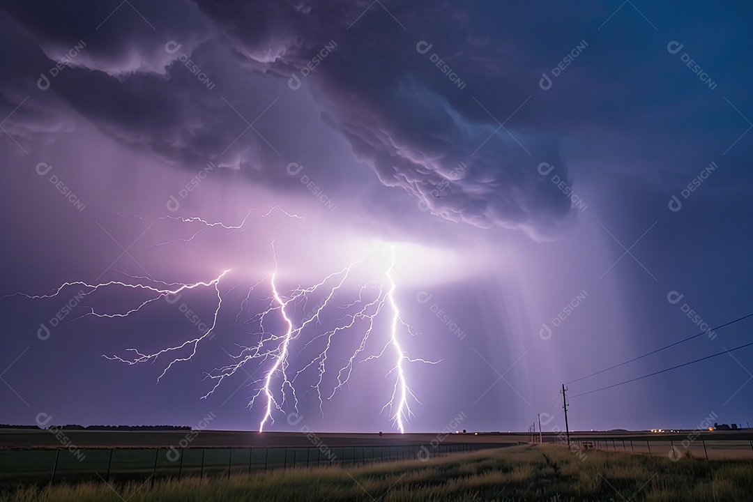 Lightning intenso ilumina o céu noturno em um espetáculo eletrizante.