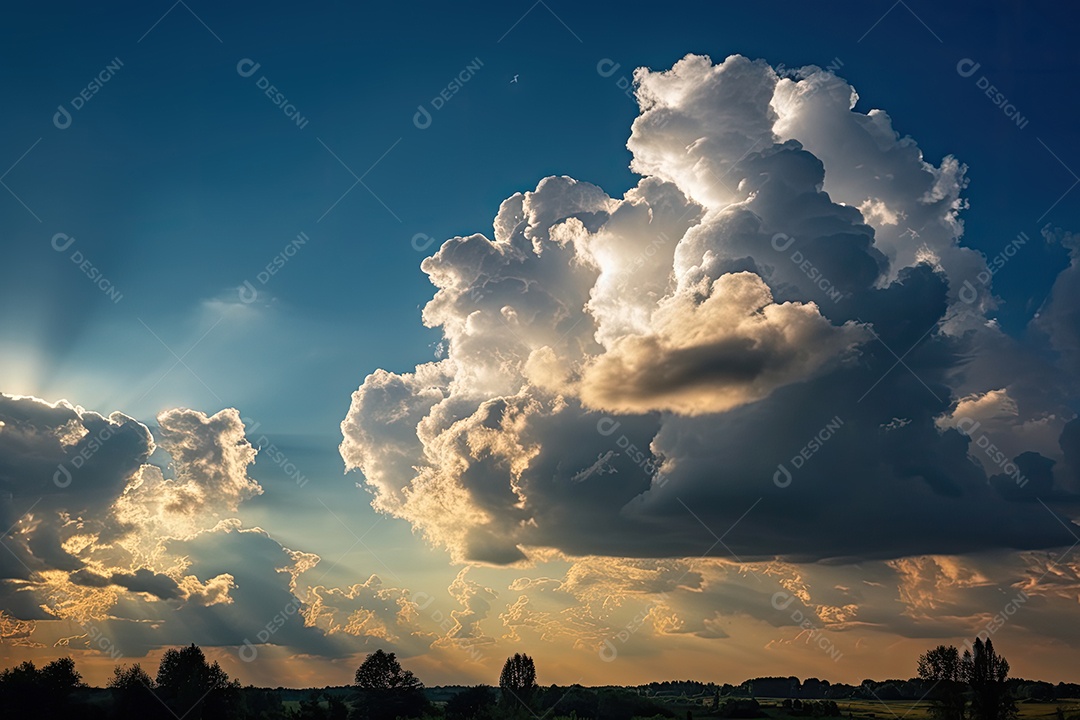 Céu de verão com nuvens de dança branca suave.
