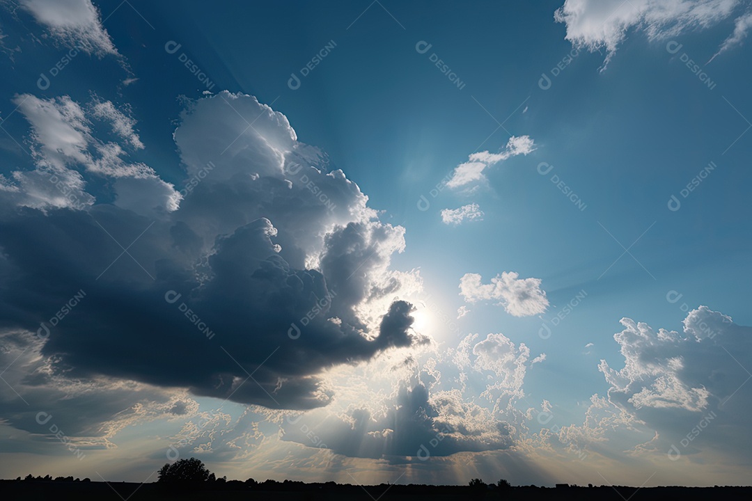 Céu de verão com nuvens de dança branca suave.