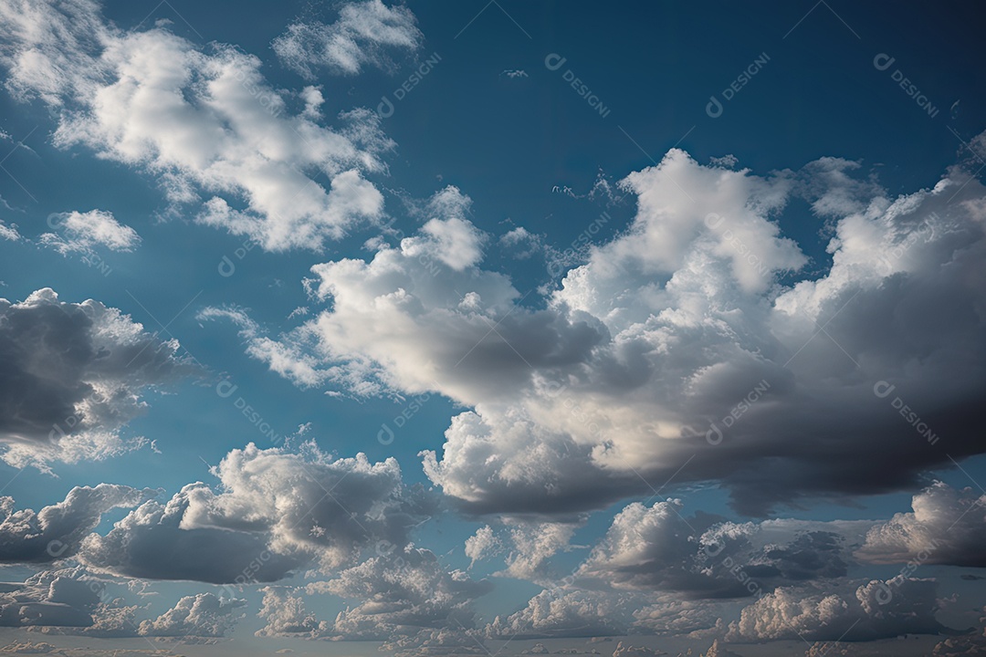 Céu sereno com nuvens espalhadas em tons de azul.