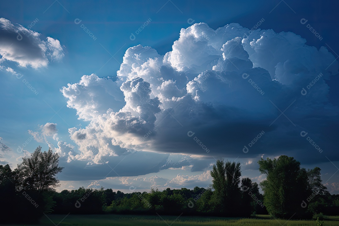 Céu largo, dança de nuvens brancas.