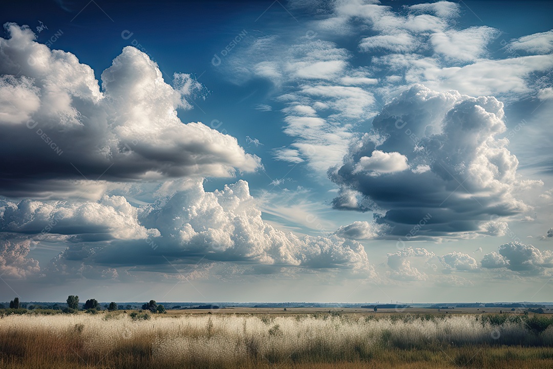 Céus serenos, nuvens suaves dançam em harmonia