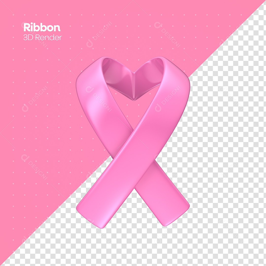 Fita Rosa Conceito Outubro Rosa Elemento 3D para Composição PSD