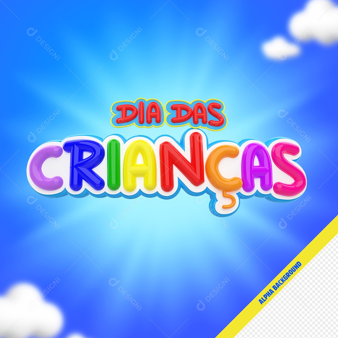 Selo 3D Dia Das Crianças Para Composição PSD
