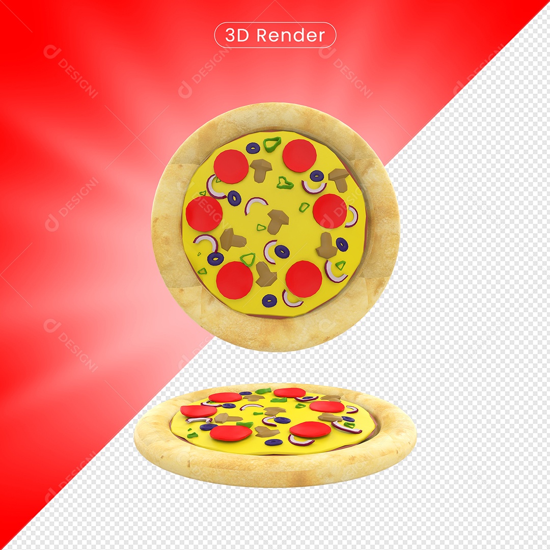 Pizza Elemento 3D para Composição PSD