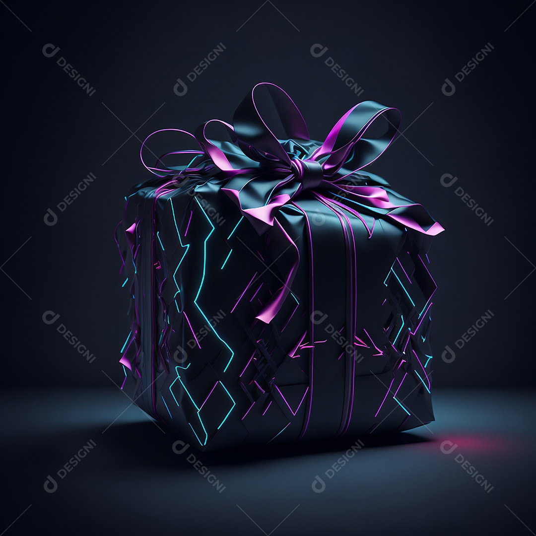 Fundo de cyber ​​​​monday com luzes de néon e presentes