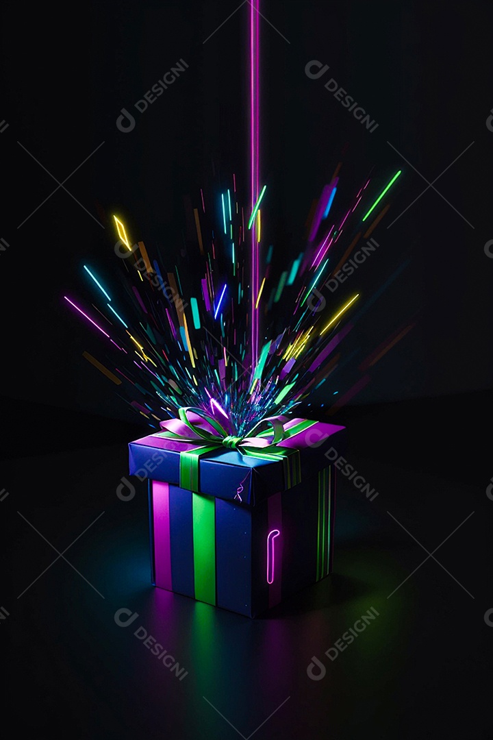 Fundo de cyber ​​​​monday com luzes de néon e presentes