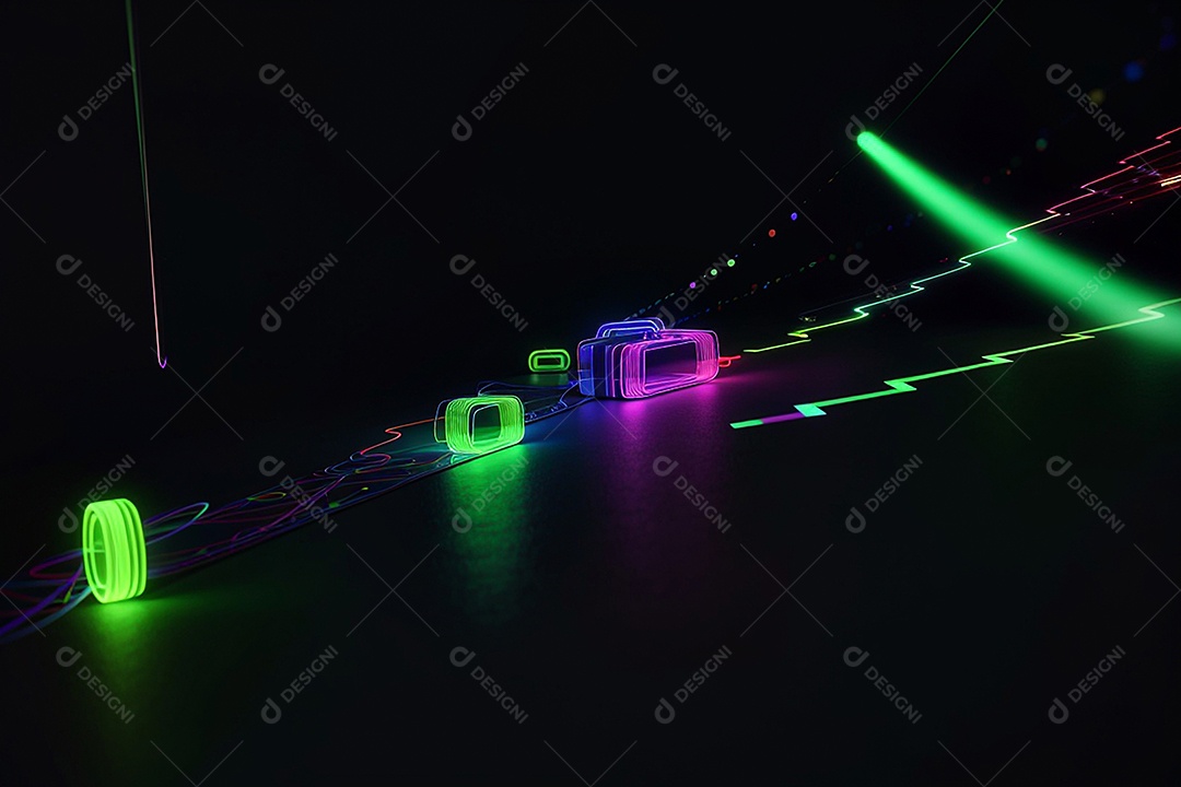 Fundo de Cyber ​​​​Monday com luzes de néon e presentes