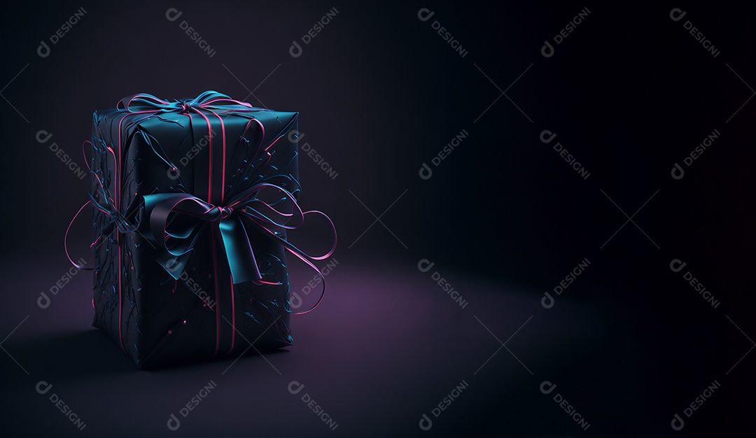 Fundo de cyber ​​​​monday com luzes de néon e presentes