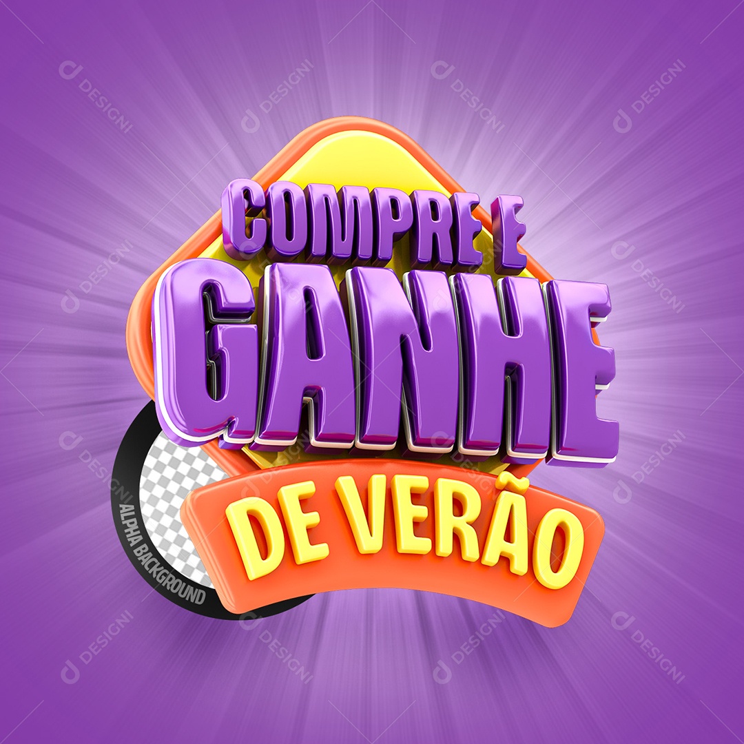 Selo 3D Compre e Ganhe De Verão Para Composição PSD