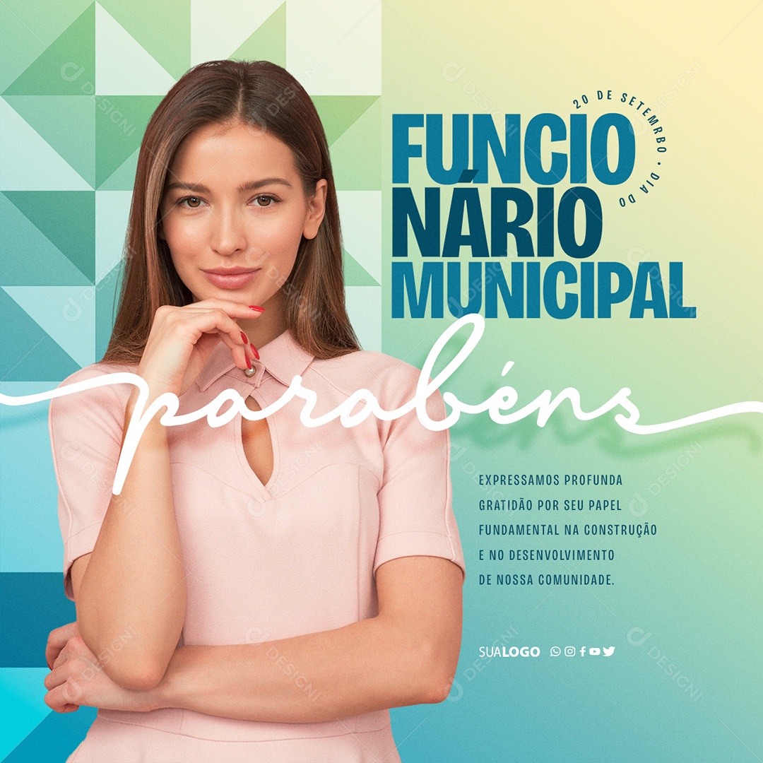 Dia Do Funcionário Municipal Parabéns Social Media PSD Editável