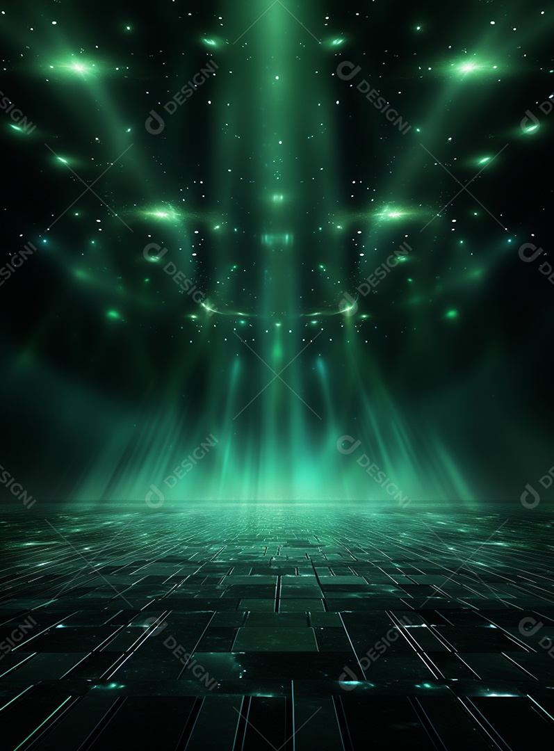 Pano de fundo com iluminação de holofotes verdes para folhetos imagem realista ultra hd design alto