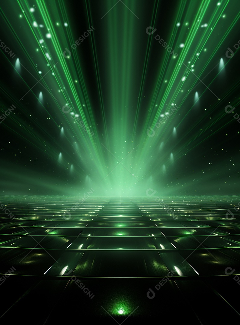 Pano de fundo com iluminação de holofotes verdes para folhetos imagem realista ultra hd design alto