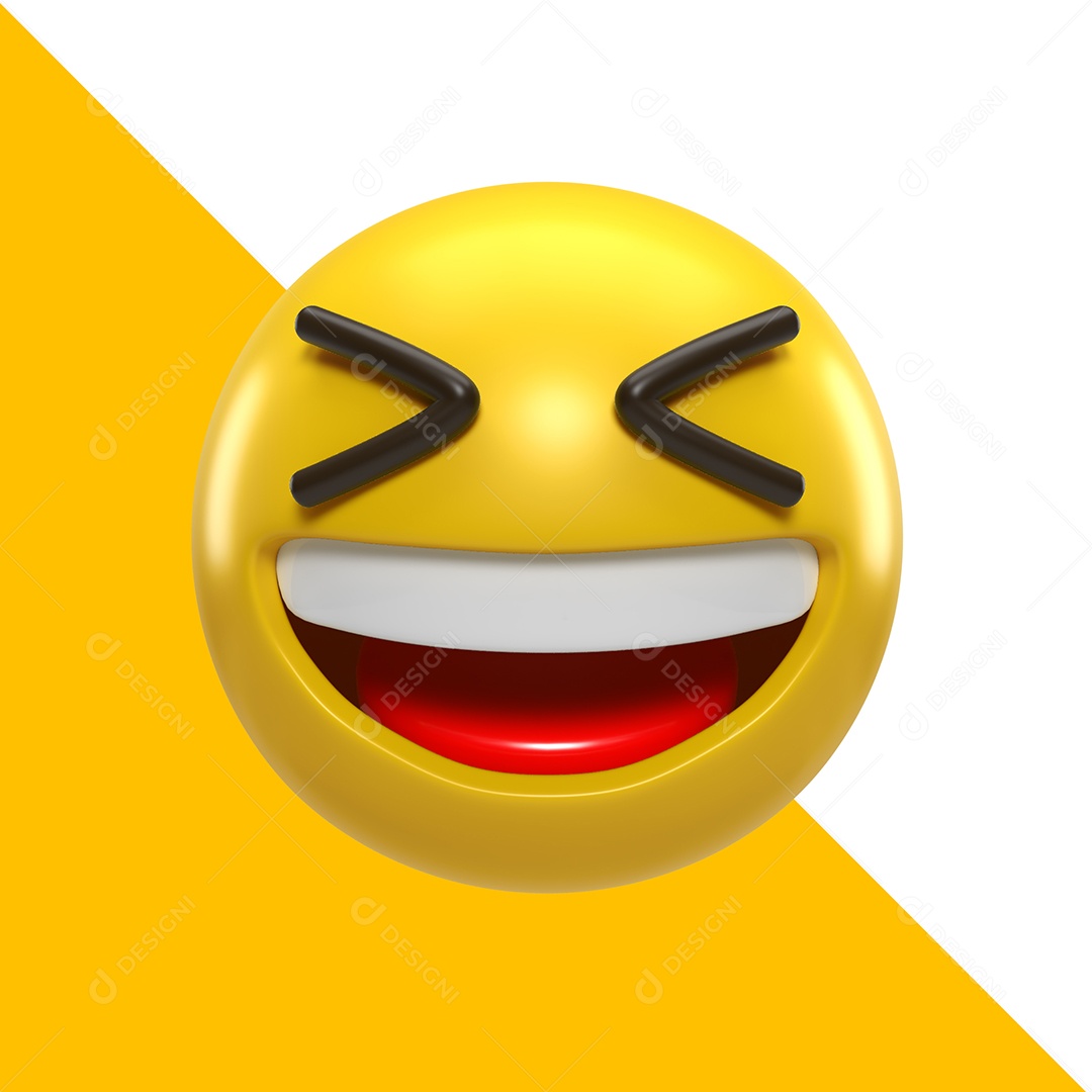 Emojis Sorrindo com Olhos Fechado  Elemento 3D para Composição PSD