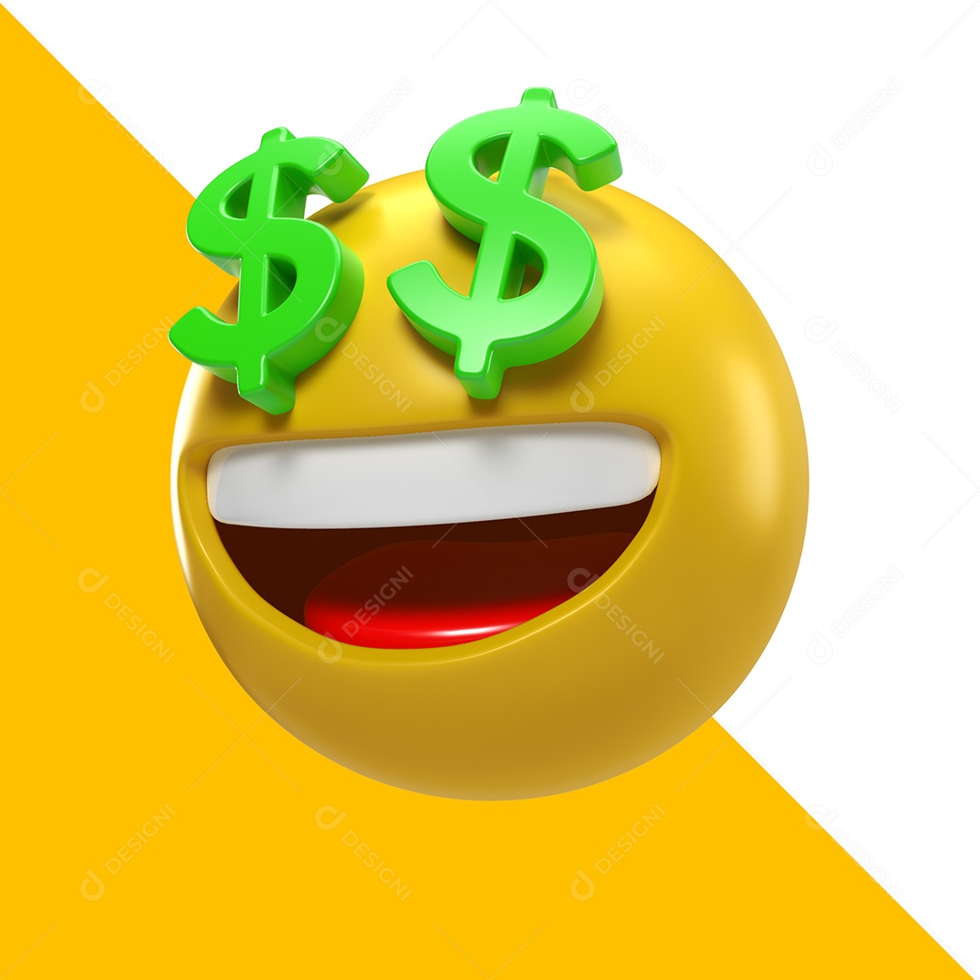 Emojis com Olhos de Cifrão Elemento 3D para Composição PSD