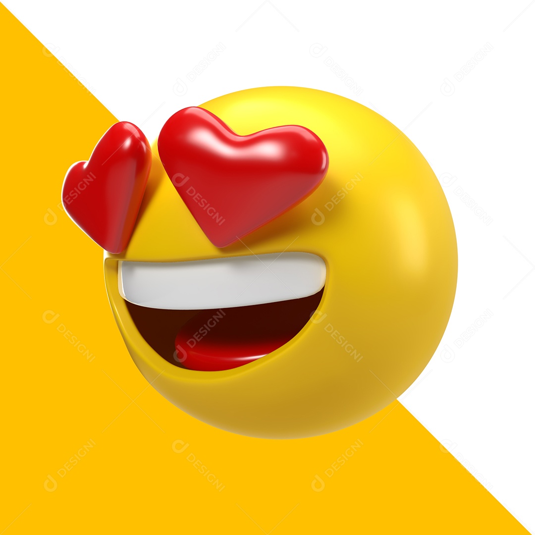 Elemento 3D Emojis Apaixonado para Composição PSD