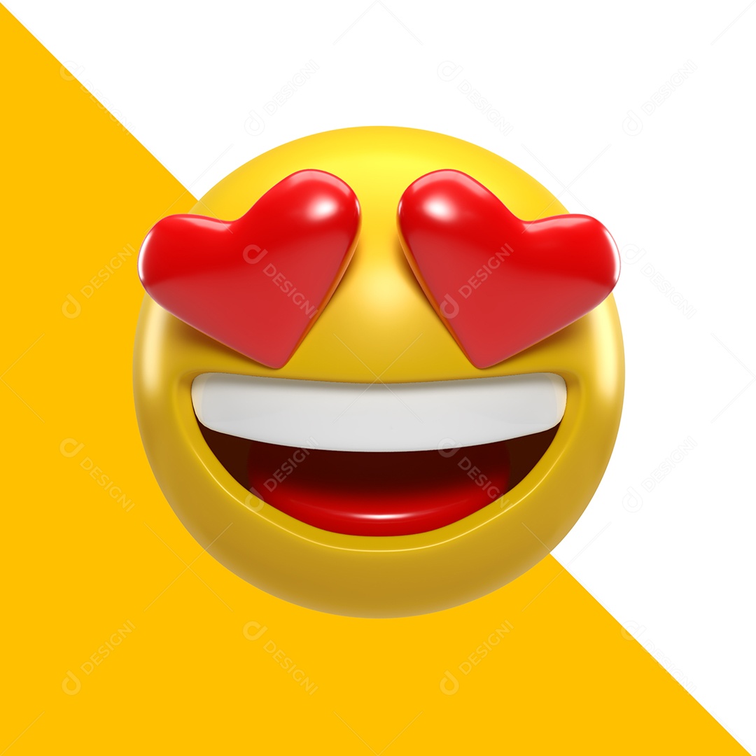 Emojis Apaixonado Elemento 3D para Compoição PSD