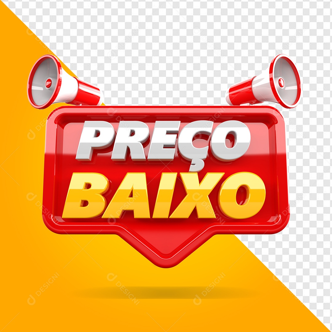 Preço Baixo Dourado e Vermelho Selo 3D para Composição PSD