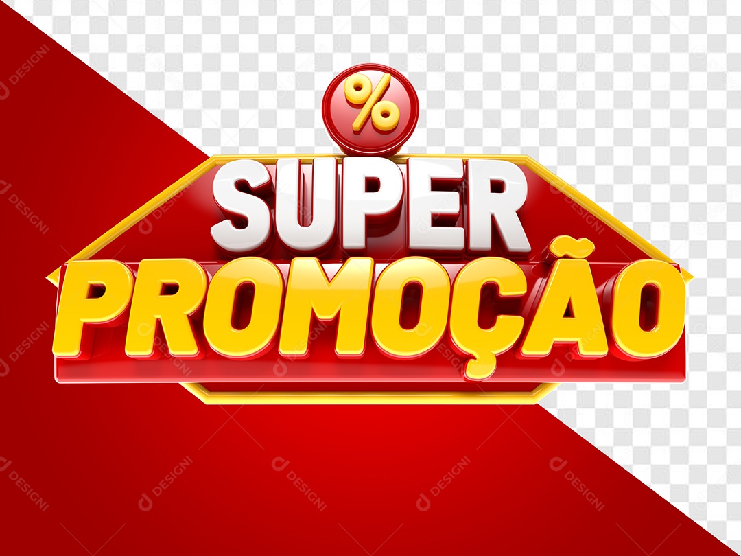 Super Promoção Selo Vermelho Dourado 3D pra Composição PSD
